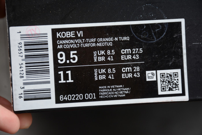 kobe 6 prelude all star mvp cannon/volt-purple venom-turf orange 640220-001